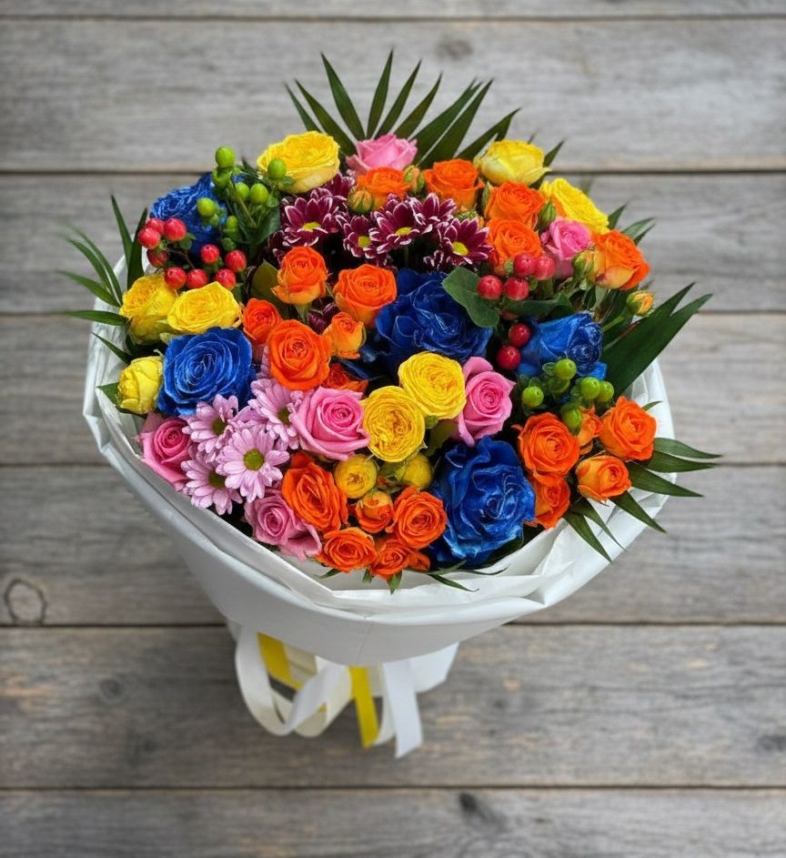 Букет цветов из: Розы и Хризантемы в Миатли