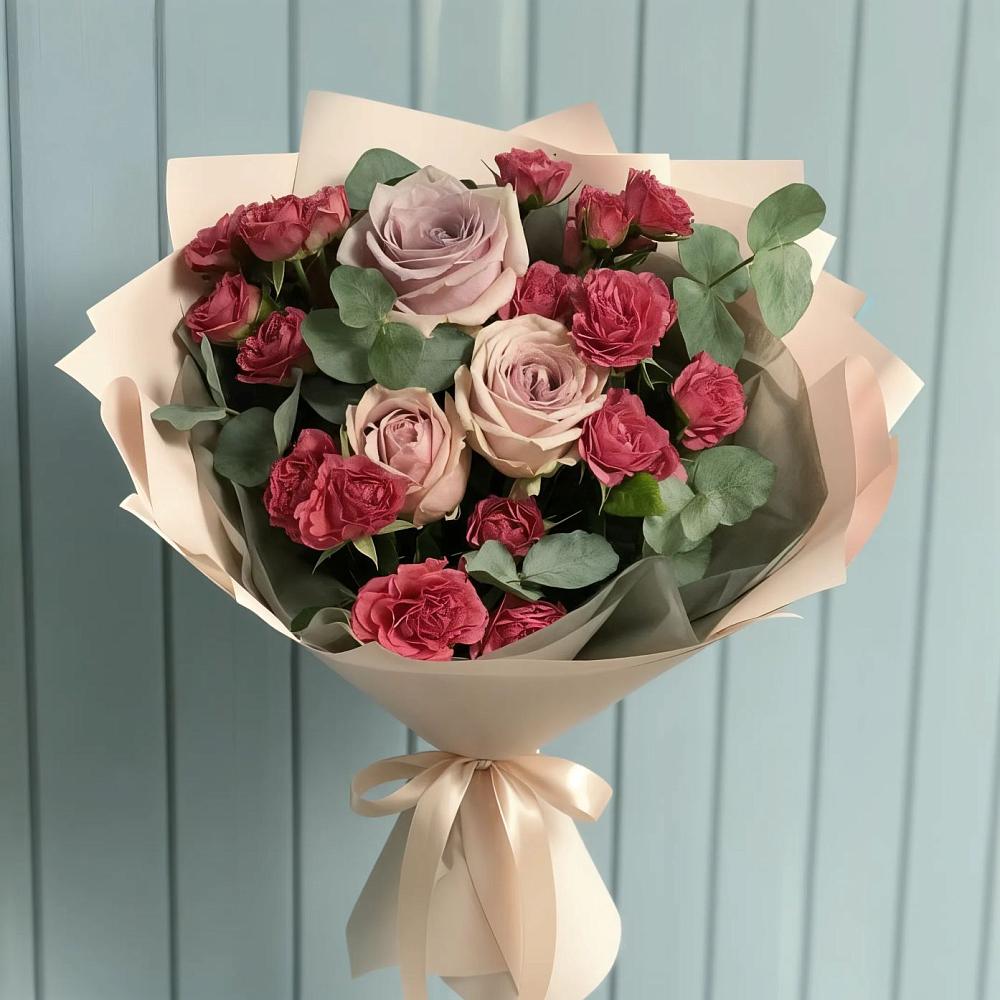 Букет цветов из: Гвоздики и Розы в Миатли