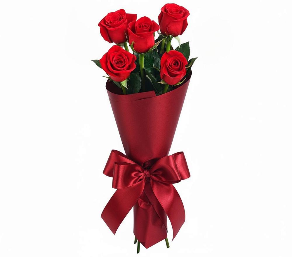 Букет 5 Красных роз Эдлесс Лав в Миатли