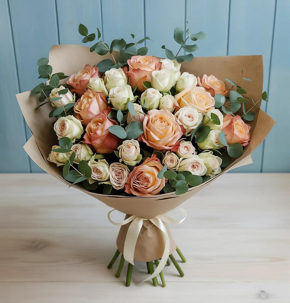 Букет цветов из: Альстромерии и Розы в Миатли