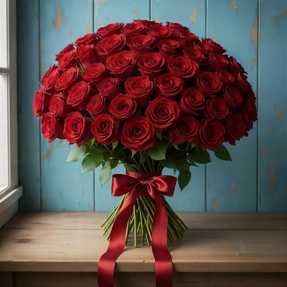 Букет Красные розы Блэк Меджик в Миатли