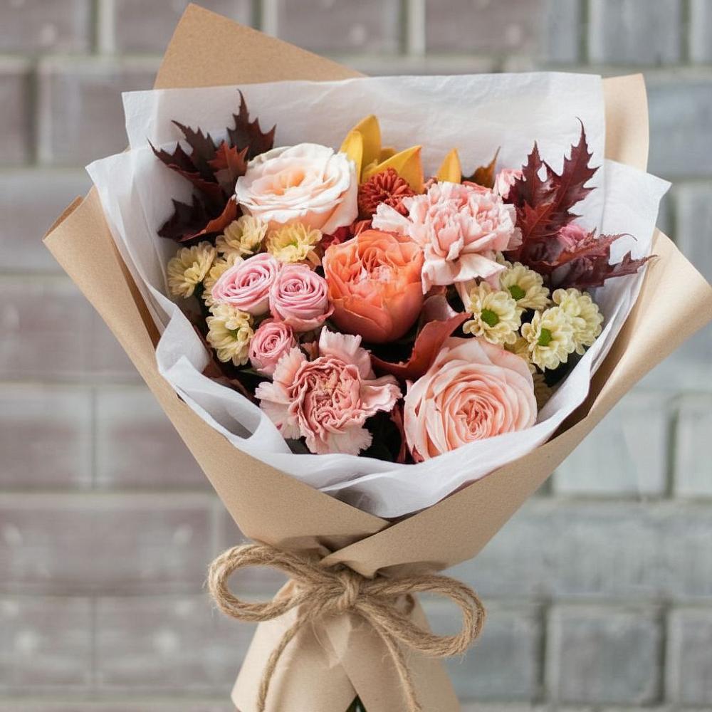 Букет цветов из: Гвоздики, Хризантемы и Розы в Миатли