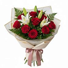 Букет цветов из:  Лилии и Розы #REPLACE_PRED# Миатли