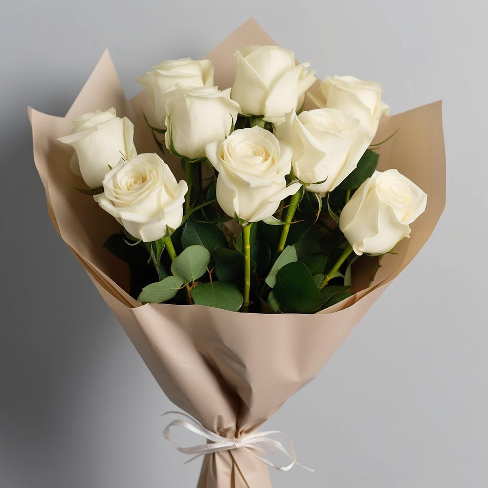 Букет 9 Белых роз Эдлесс Лав в Миатли