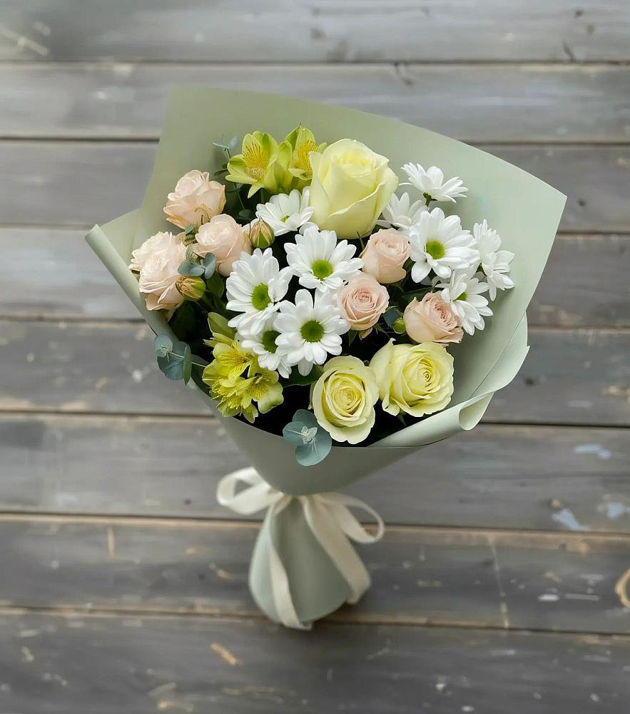 Букет цветов из: Альстромерии, Розы и Хризантемы в Миатли