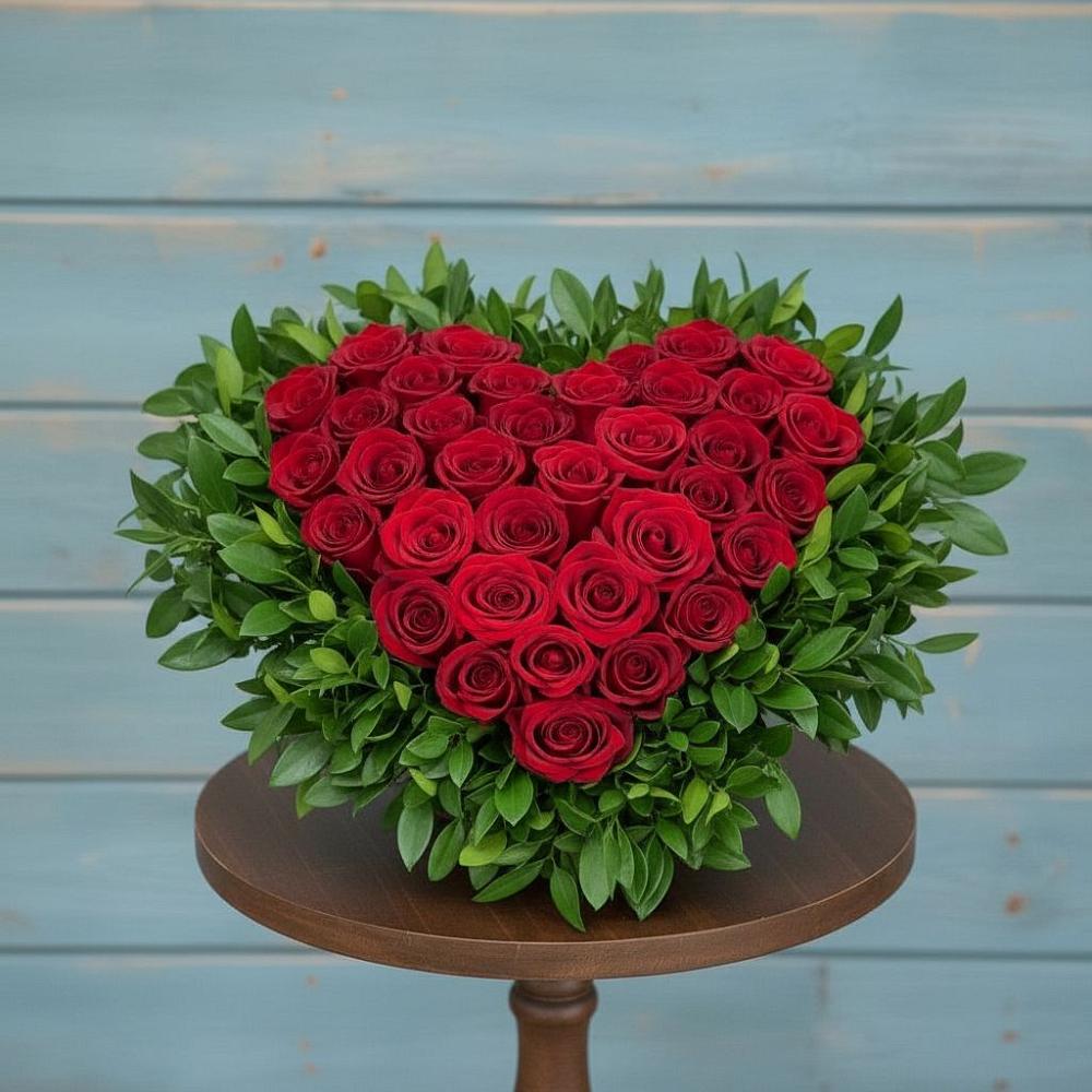 Цветочная композиция из Розы в виде сердца в Миатли