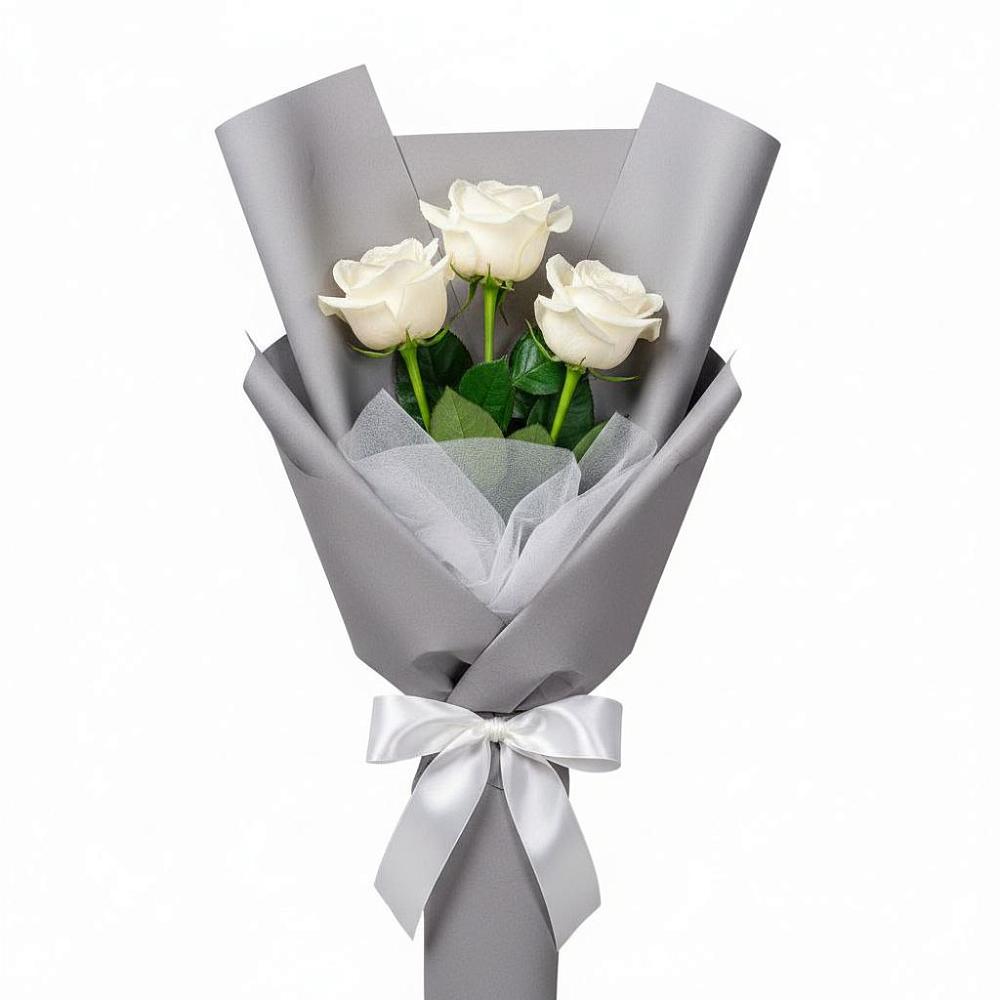 Букет 3 белые розы в Миатли