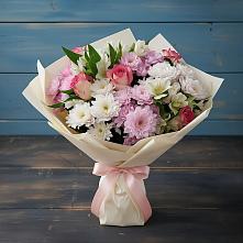 Букет цветов из:  Хризантемы, Альстромерии и Розы в Миатли