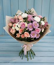 Букет цветов из:  Хризантемы, Розы и Альстромерии в Миатли