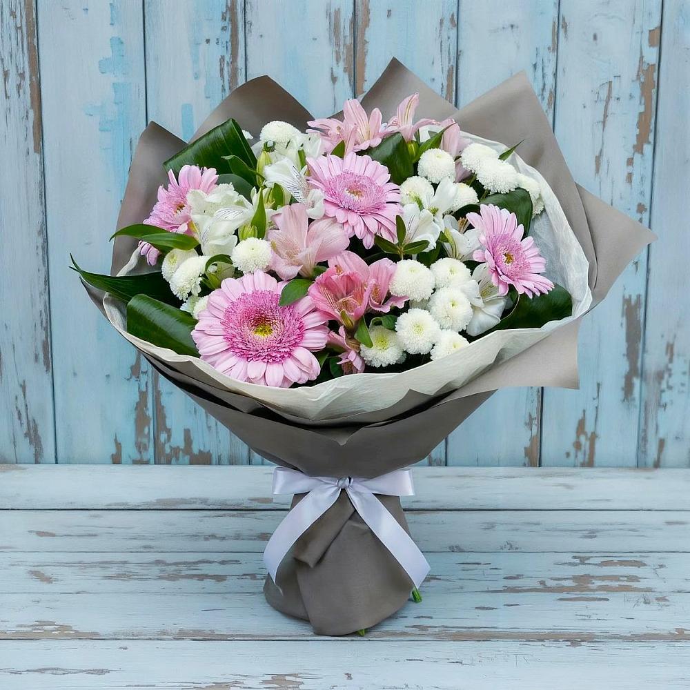 Букет цветов из: Герберы, Альстромерии и Хризантемы в Миатли