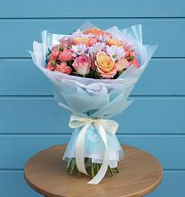 Букет цветов из:  Хризантемы и Розы в Миатли