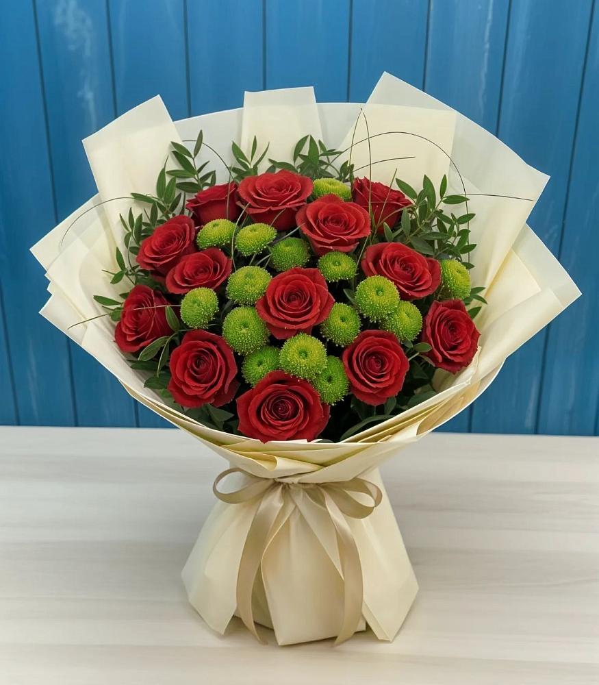 Букет цветов из: Розы и Хризантемы в Миатли